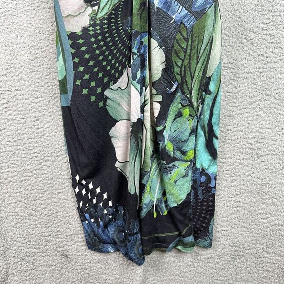 Desigual Womens Dress Size Large Blue Floral Sleeveless Drape Neck Style 40V2148 - Picture 5 of 15